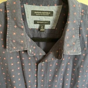 Banana Republic Grant Fit Printed Casual Button Down Shirt